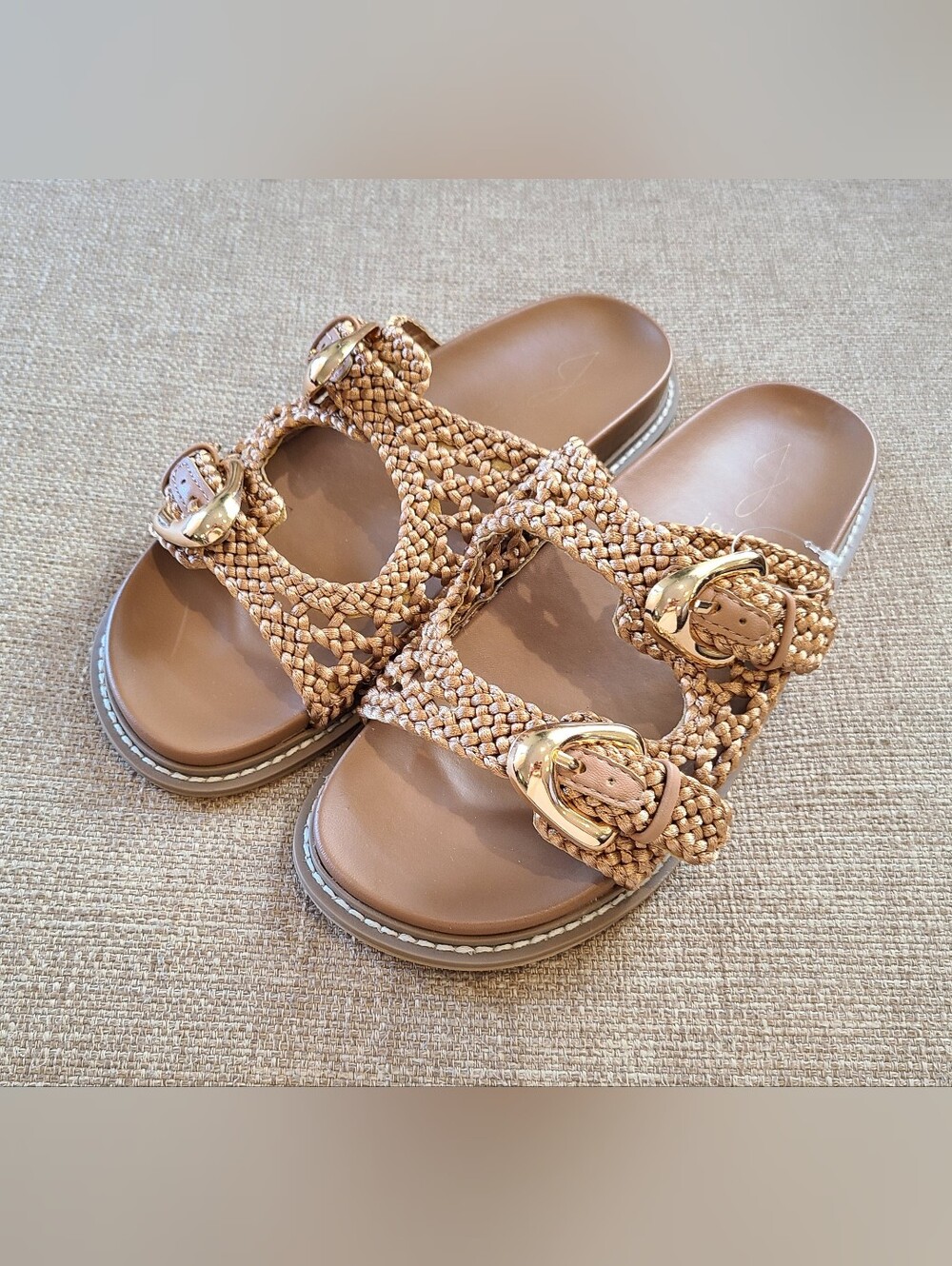 Joie Boho Braided Double Strap Comfort Slide Sandals NEW Size 7.5